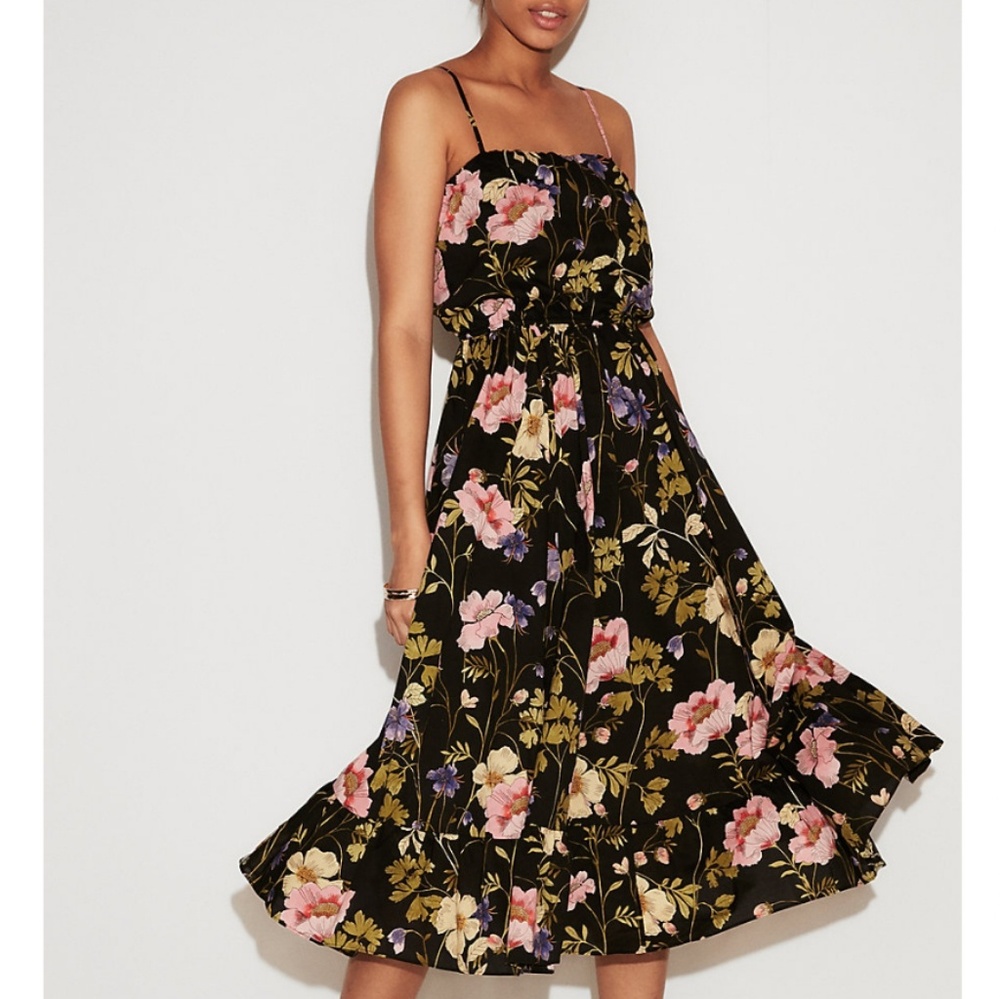 Floral Empire Waist Crinkle Midi Dress